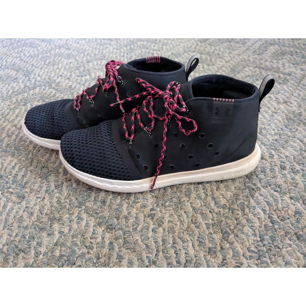 Under Armour 24/7 Mid Black Pink Mesh Athletic Lifestyle Sneakers 1288352-002 8